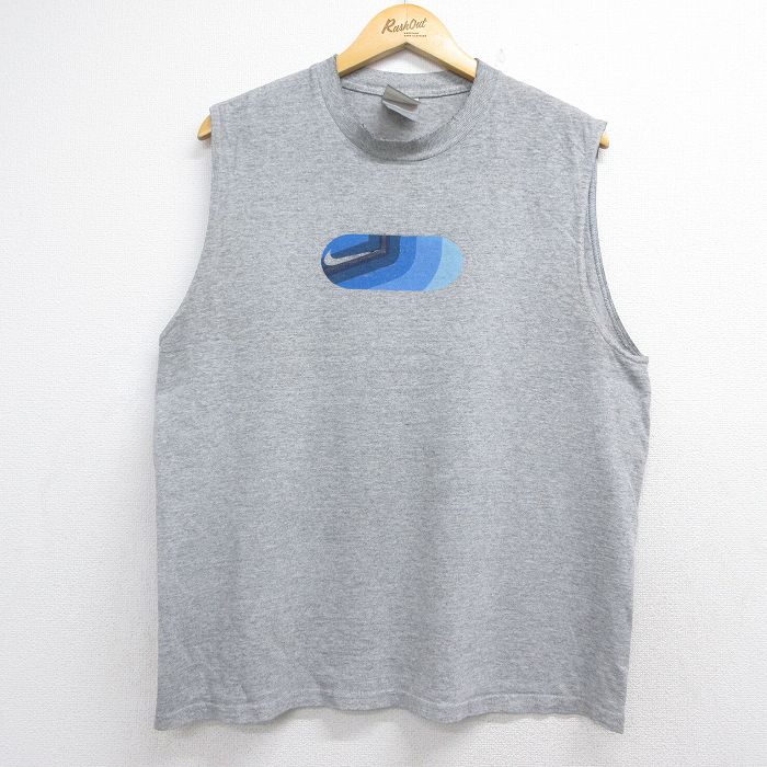 ナイキ 00s ノースリーブTシャツ ワンポイントロゴ グレー メンズL相当 | 古着