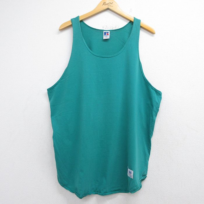ラッセル 90s タンクトップ 無地 グリーン メンズXL相当 | 古着