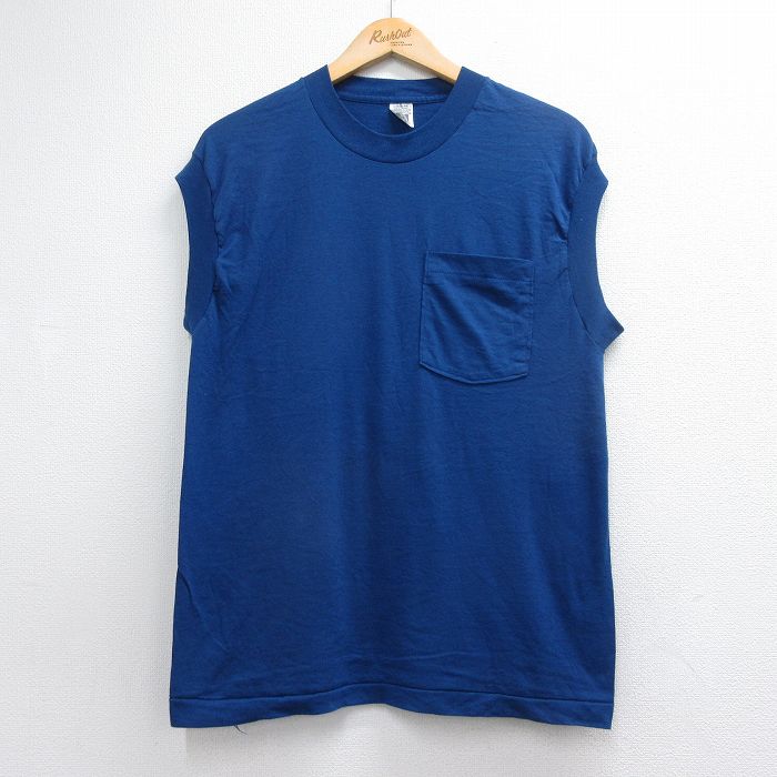 フルーツオブザルーム 90s ノースリーブTシャツ 胸ポケット付き ネイビー メンズL相当 | 古着