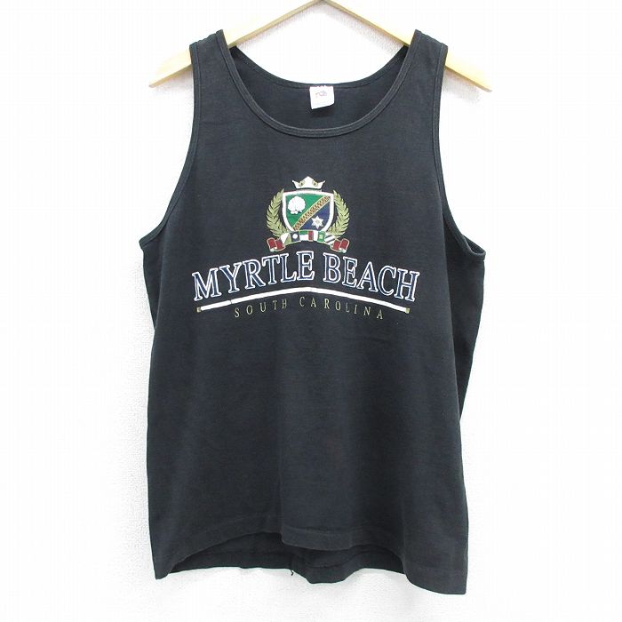 フルーツオブザルーム 90s タンクトップ MYRTLE BEACH ブラック メンズL相当 | 古着