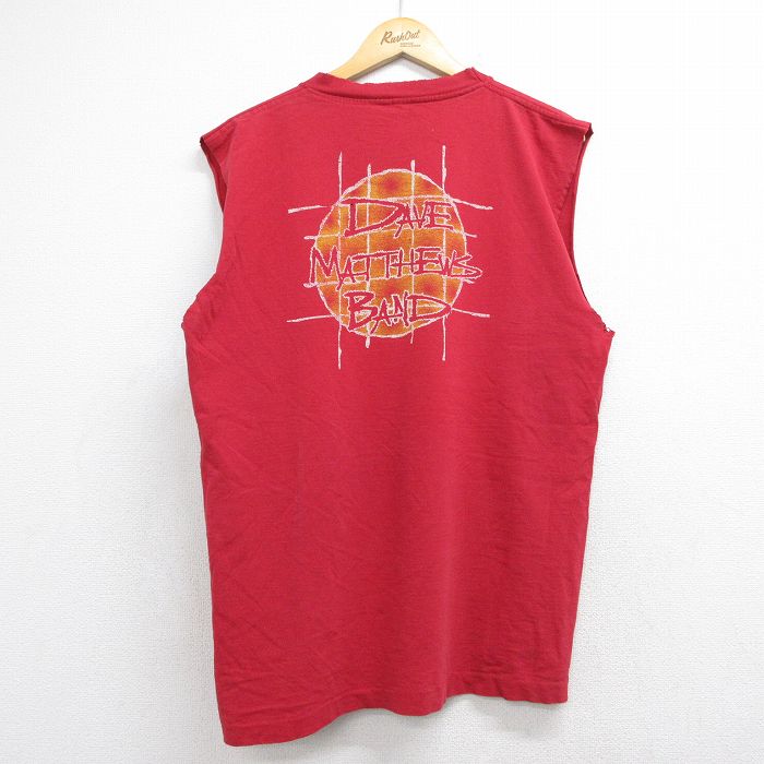 90s ノースリーブTシャツ デイブマシューズバンド レッド メンズL相当 | 古着