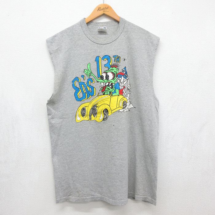 00s ノースリーブTシャツ 車 グレー メンズL相当 | 古着