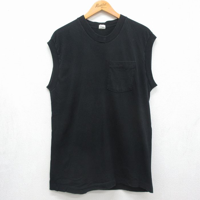 フルーツオブザルーム 80s ノースリーブTシャツ 胸ポケット付き ブラック メンズL相当 | 古着