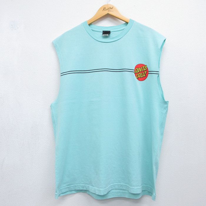 サンタクルーズ ノースリーブTシャツ ビッグロゴ ライトブルー メンズXL相当 | 古着