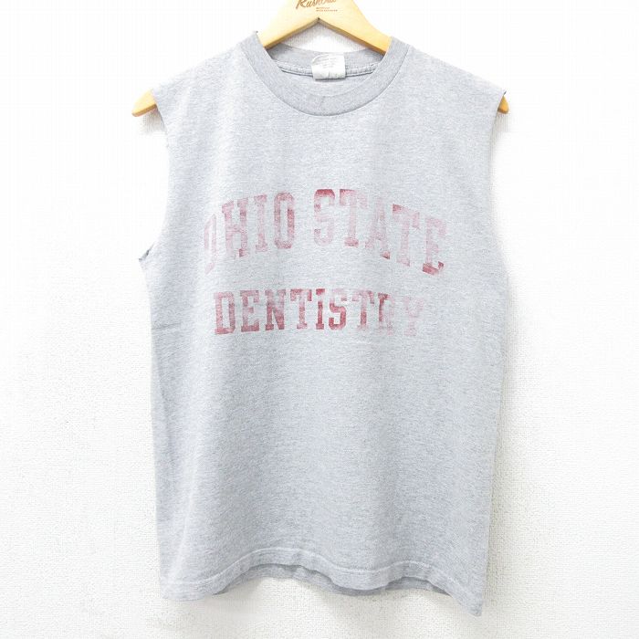 90s ノースリーブTシャツ オハイオ グレー メンズM相当 | 古着