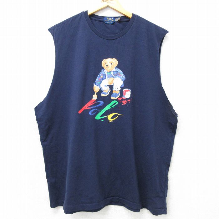 ラルフローレン ノースリーブTシャツ ポロベア ネイビー メンズXL相当 | 古着