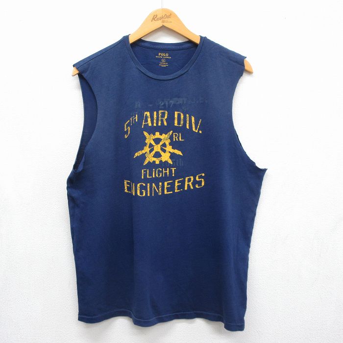 ラルフローレン ノースリーブTシャツ AIR DIV ネイビー メンズL相当 | 古着