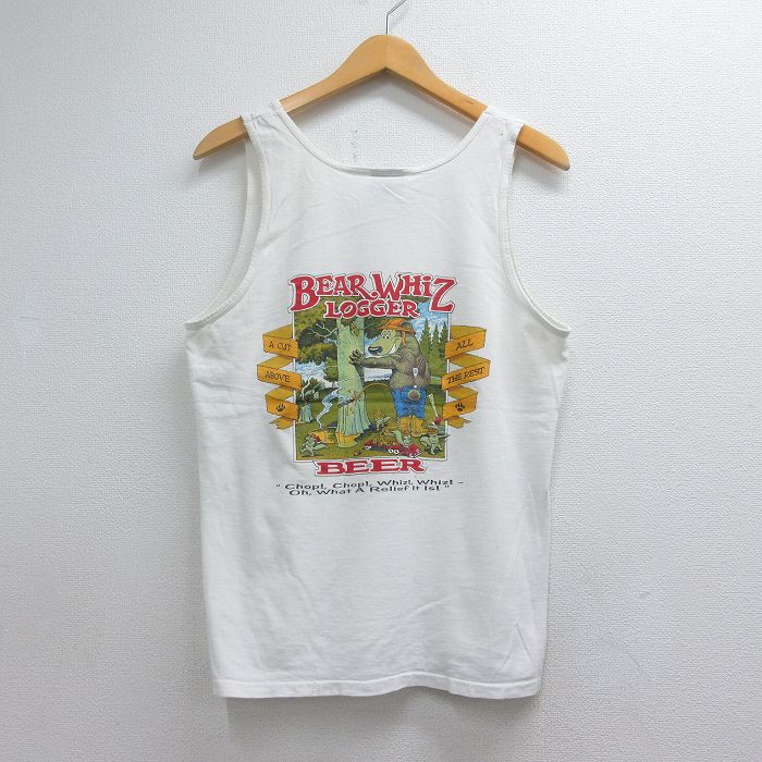 90s タンクトップ BEAR WHIZ BEER ホワイト メンズM相当 | 古着