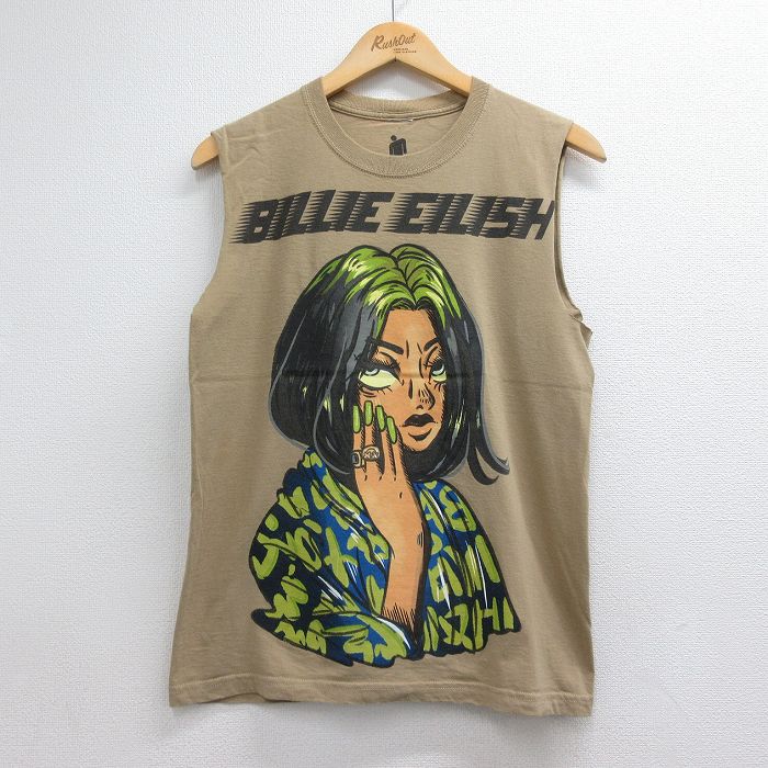 半袖Tシャツ ビリーアイリッシュプリント ベージュ メンズS相当 | 古着