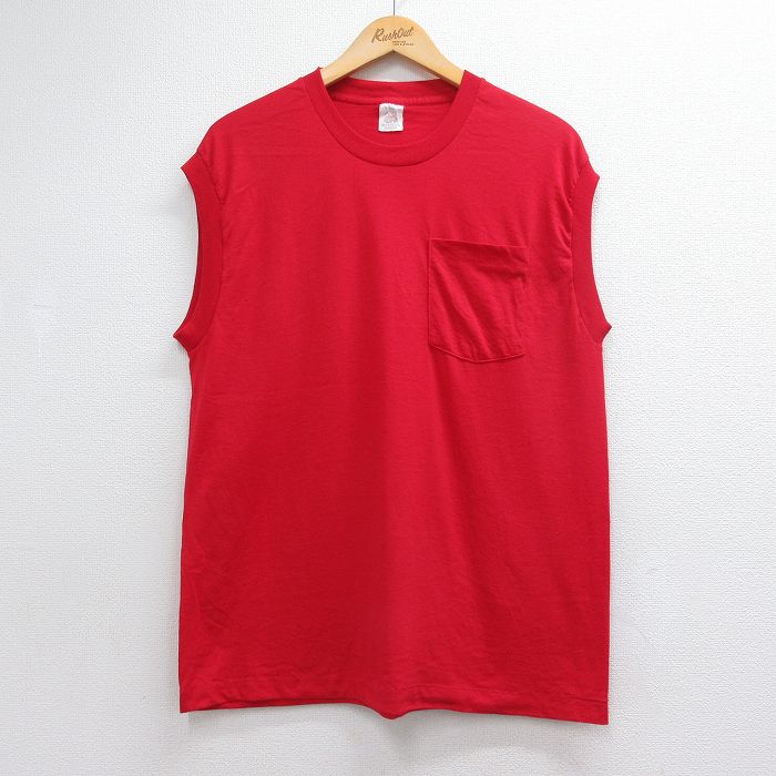 フルーツオブザルーム 90s ノースリーブTシャツ 胸ポケット付き レッド メンズL相当 | 古着