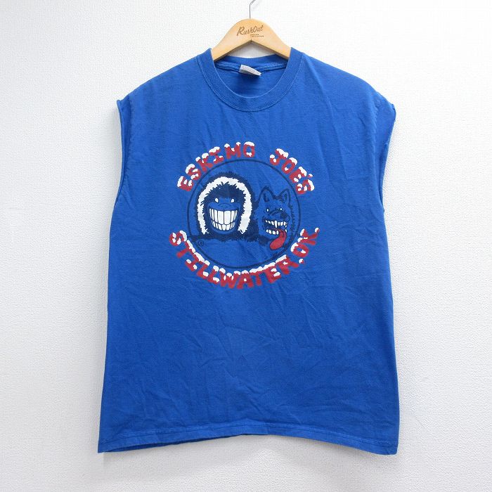ヘインズ 00s ノースリーブTシャツ エスキモージョーズ ブルー メンズM相当 | 古着