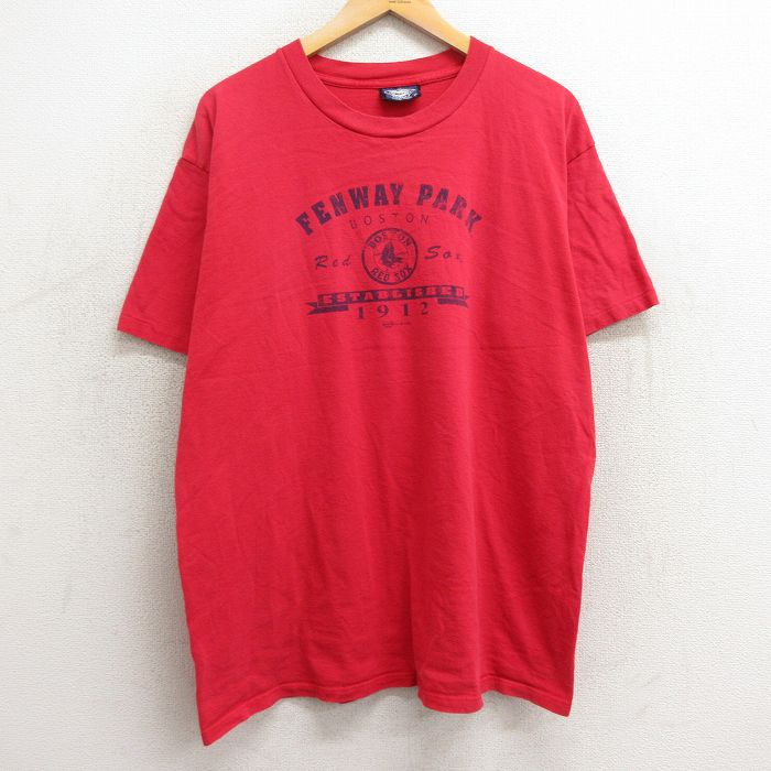 XL★古着 半袖 ビンテージ Tシャツ メンズ 00年代 00s MLB ボストンレッドソックス 大きいサイズ コットン クルーネック カナダ製 赤 レッド メジャーリーグ ベースボール 野球 24feb09 中古