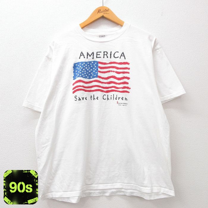 【50%OFF】ジャージーズ 90s 半袖Tシャツ 星条旗 ホワイト XL | 古着