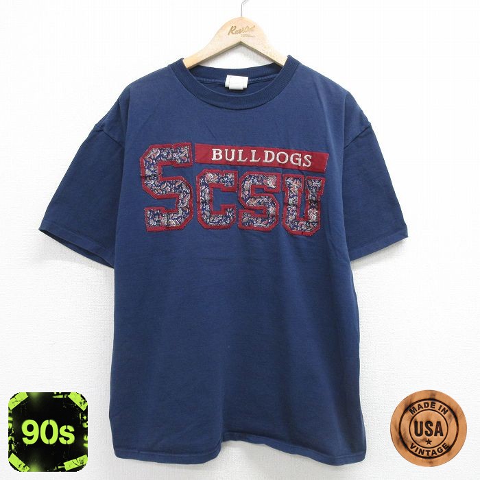 【50%OFF】90s 半袖Tシャツ ブルドッグス ネイビー XL | 古着