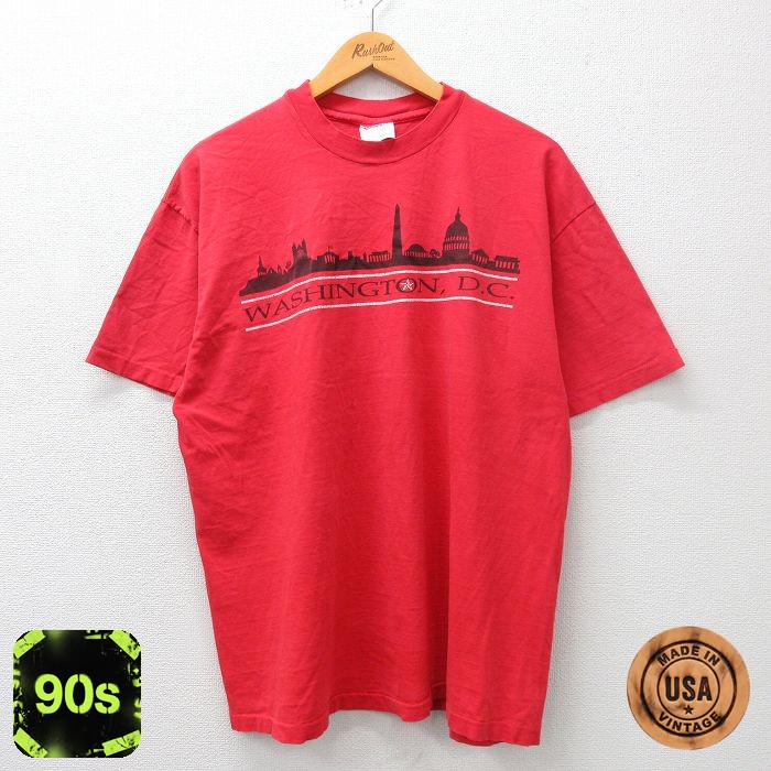 【50%OFF】ヘインズ 90s 半袖Tシャツ ワシントンDC レッド XL | 古着