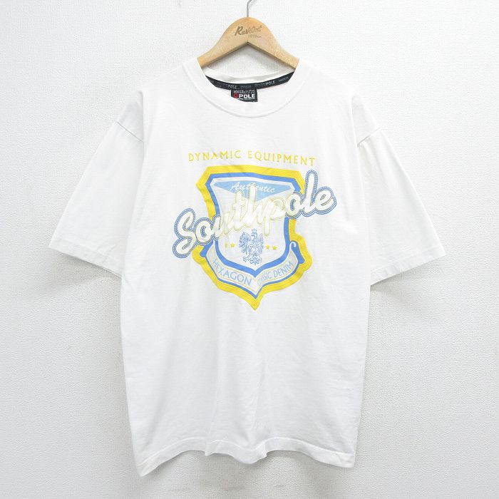 XL★古着 サウスポール 半袖 ビンテージ Tシャツ メンズ 00年代 00s コットン クルーネック 白 ホワイト 24feb12 中古