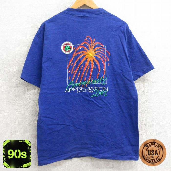 【50%OFF】90s 半袖Tシャツ オナイダインディアンネーション ブルー L | 古着
