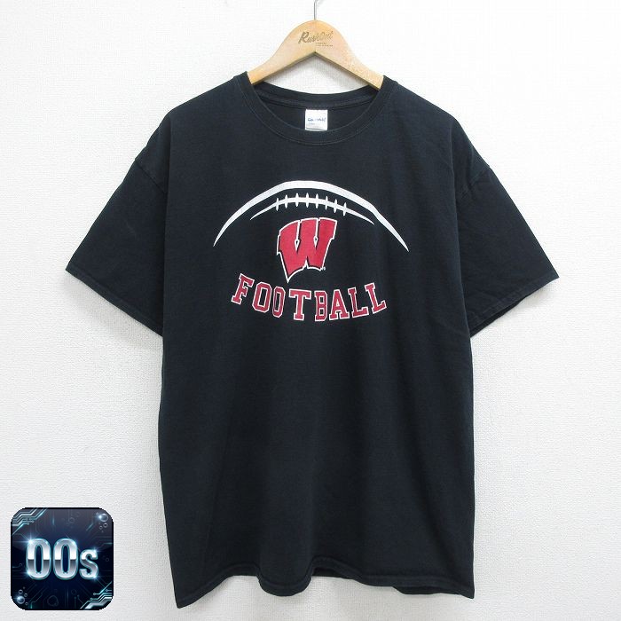【50%OFF】00s 半袖Tシャツ ウィスコンシン大学アメフト ブラック XL | 古着