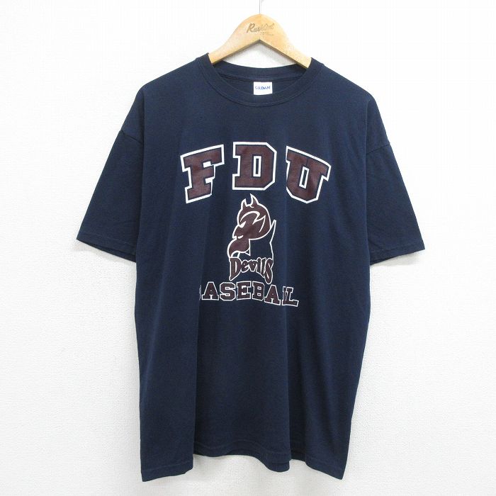 ギルダン 00s 半袖Tシャツ FDUデビルス ネイビー XL | 古着