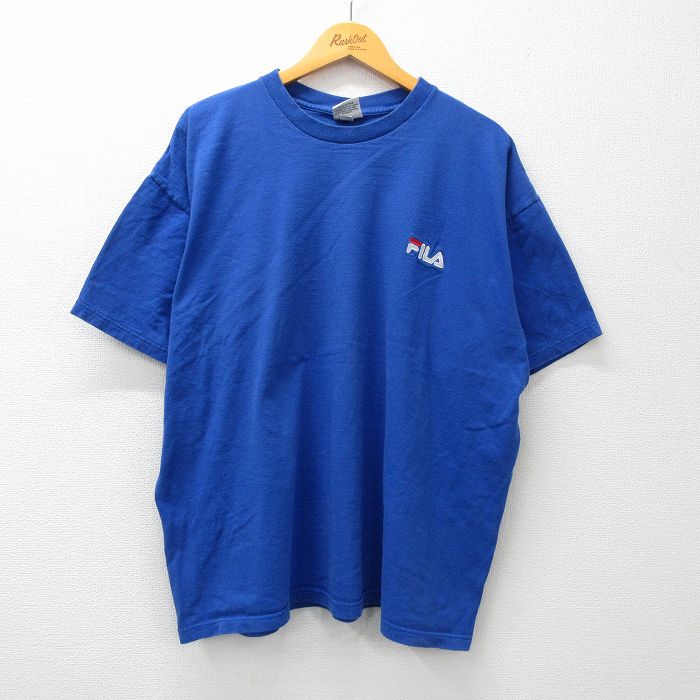 フィラ 90s 半袖Tシャツ ワンポイントロゴ ブルー XL | 古着