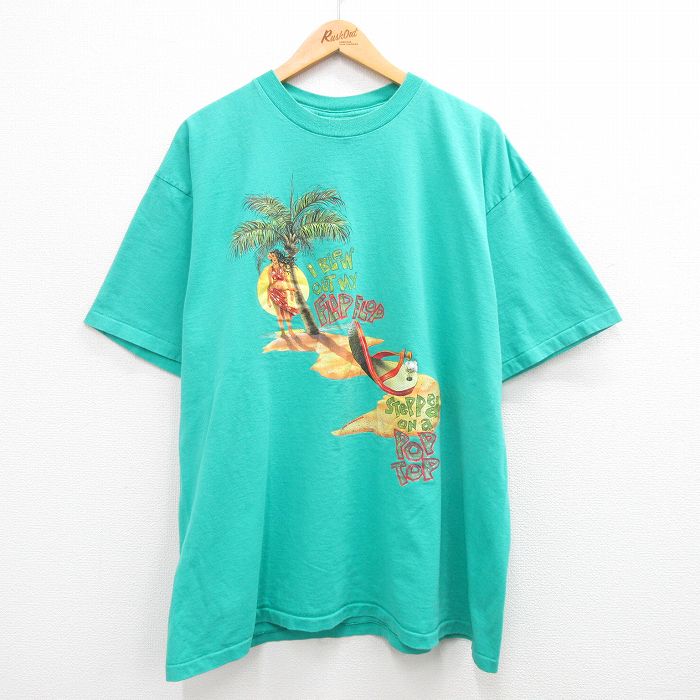 90s 半袖Tシャツ ヤシの木 ライトブルー XL | 古着