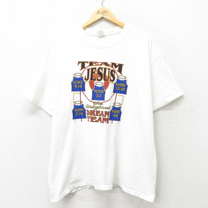 【50%OFF】XL★古着 半袖 ビンテージ Tシャツ メンズ 00年代 00s TEAM 大きいサイズ クルーネック 白 ホワイト 24feb19 中古