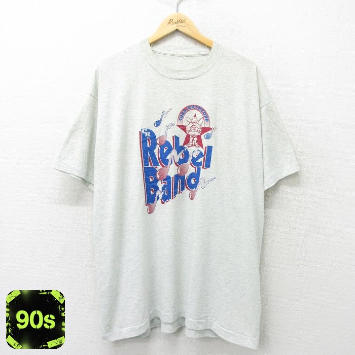 【50%OFF】90s 半袖Tシャツ Rebel Band 霜降りグレー XL | 古着