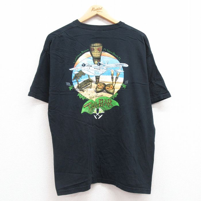 00s 半袖Tシャツ TIKI BAR ブラック XL | 古着