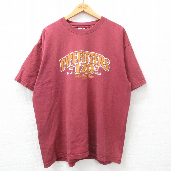 00s 半袖Tシャツ PIPEFITTERS バーガンディ XL | 古着