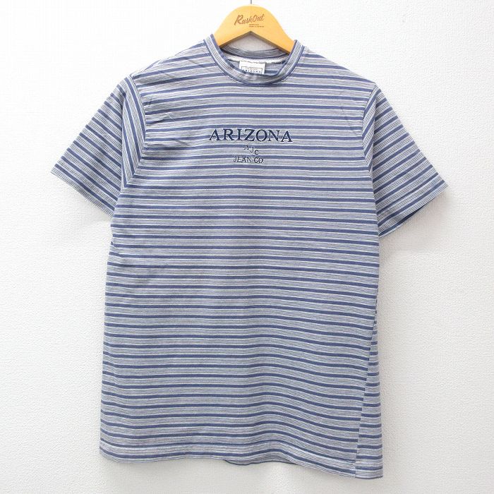 アリゾナジーンズ 00s 半袖Tシャツ ビッグロゴ ネイビーボーダー M | 古着