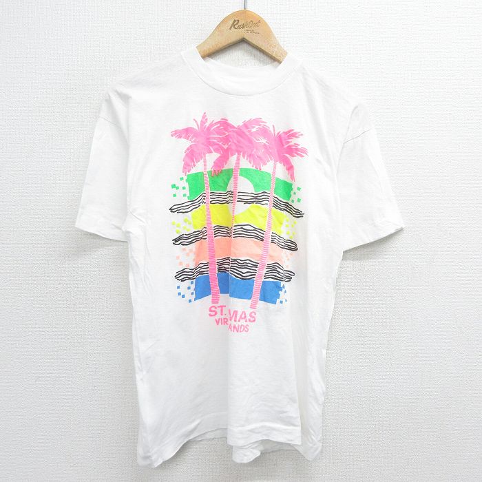 80s 半袖Tシャツ ヤシの木ビーチ M | 古着