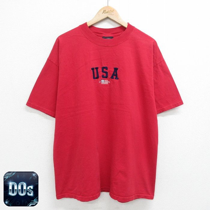 【50%OFF】00s 半袖Tシャツ USAロゴ レッド XL | 古着