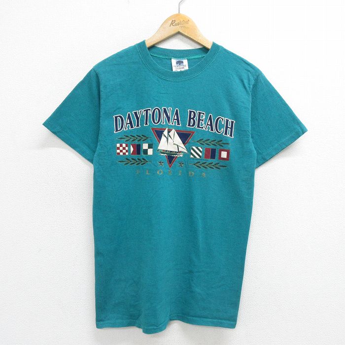 90s 半袖Tシャツ デイトナビーチ ライトブルーボーダー M | 古着