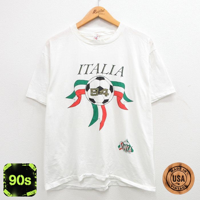 ヘインズ 90s 半袖Tシャツ イタリアサッカー ホワイト L | 古着