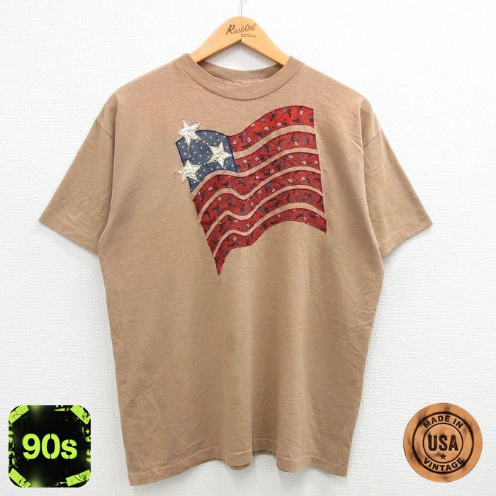【50%OFF】90s 半袖Tシャツ 星条旗 ブラウン XL | 古着