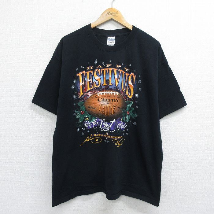00s 半袖Tシャツ アメフト ブラック XL | 古着