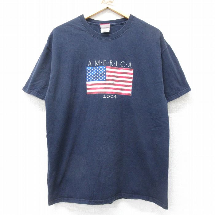 00s 半袖Tシャツ 星条旗 ネイビー L | 古着
