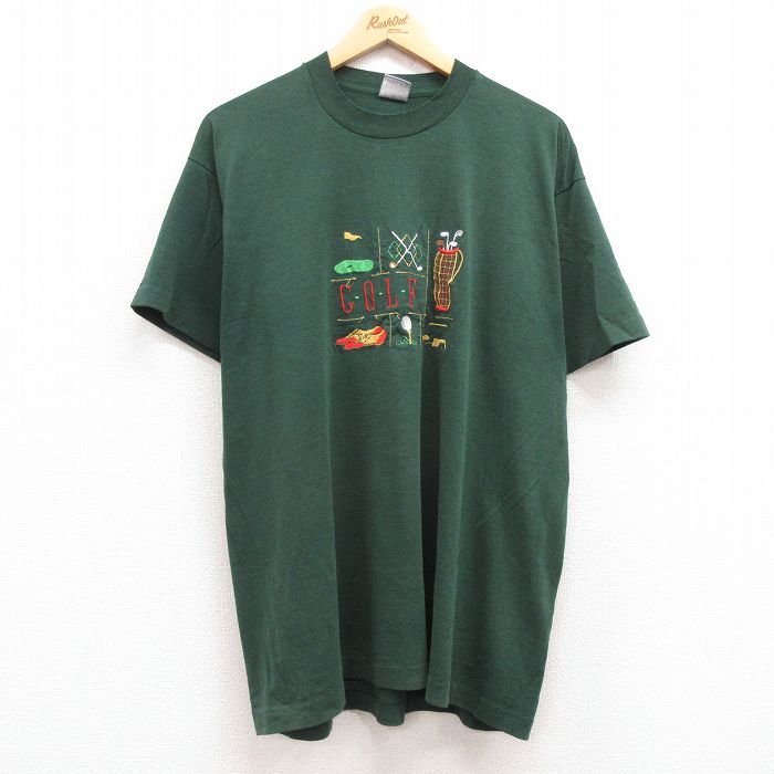 フルーツオブザルーム 90s 半袖Tシャツ ゴルフ刺繍 グリーン XL | 古着