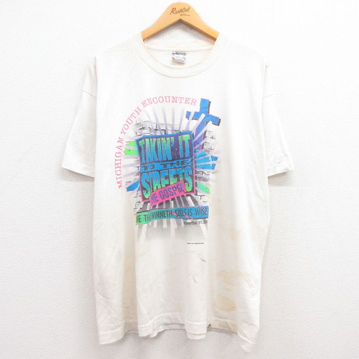 フルーツオブザルーム 90s 半袖Tシャツ MICHIGAN STREETS ホワイト XL | 古着