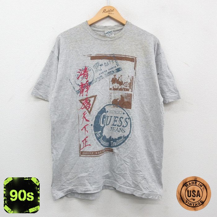 【50%OFF】ゲス 90s 半袖Tシャツ グレー XL | 古着