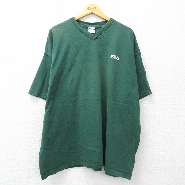 フィラ 90s 半袖Tシャツ ワンポイントロゴ グリーン XL | 古着