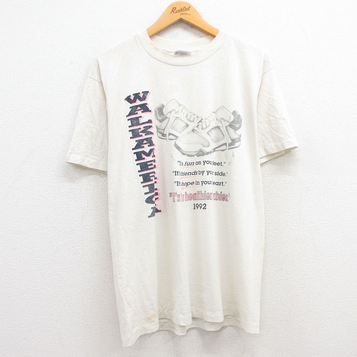 ヘインズ 90s 半袖Tシャツ スニーカー 生成り L | 古着