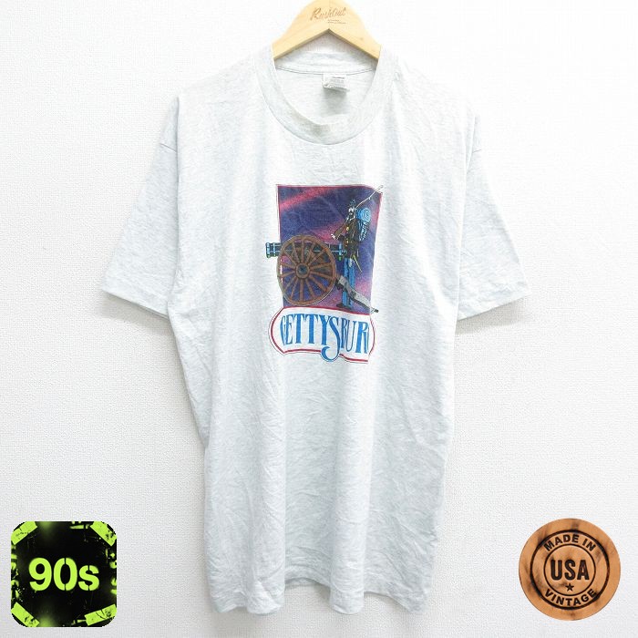 フルーツオブザルーム 90s 半袖Tシャツ ゲティスバーグ グレー XL | 古着