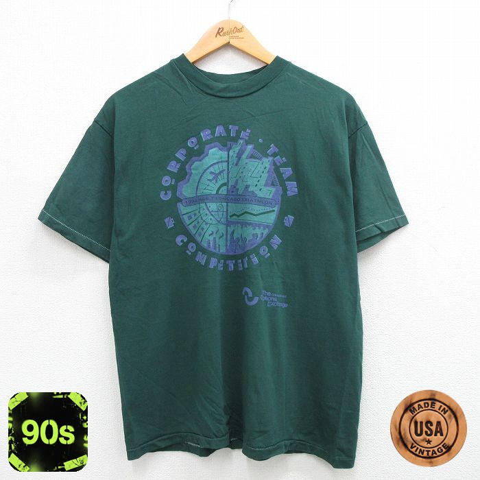 ヘインズ 90s 半袖Tシャツ シカゴトライアスロン グリーン L | 古着