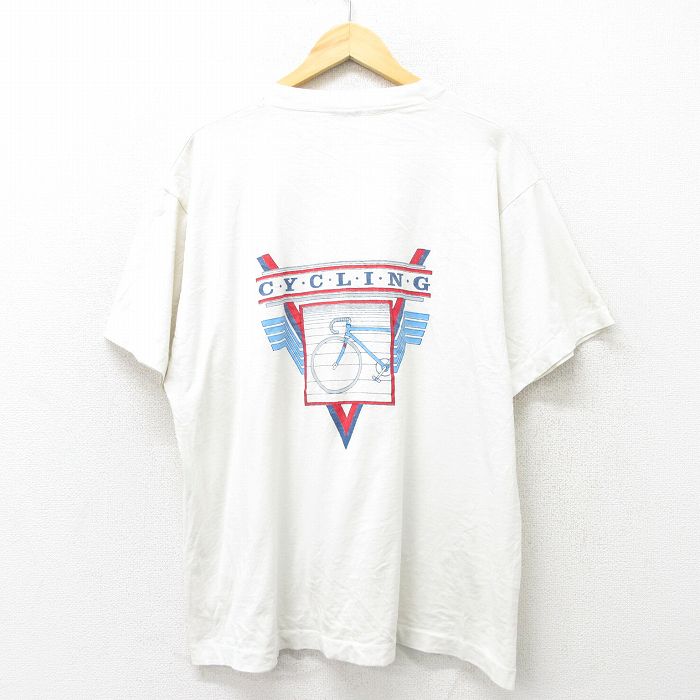 XL★古着 半袖 ビンテージ Tシャツ メンズ 90年代 90s サイクリング クルーネック 白 ホワイト 24mar01 中古