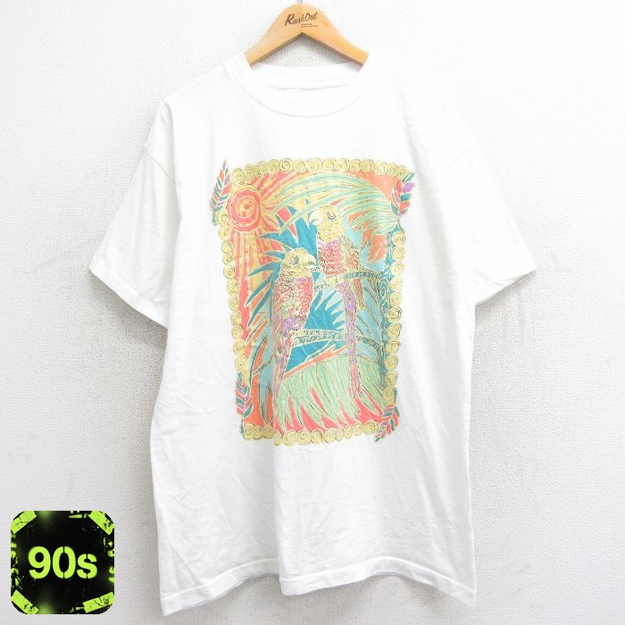 90s 半袖Tシャツ 鳥 ホワイト XL | 古着