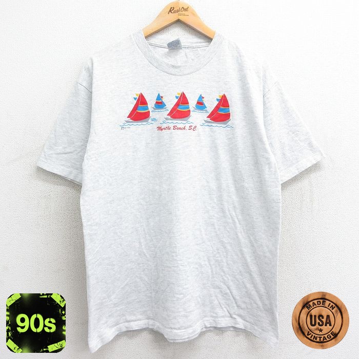 90s 半袖Tシャツ ヨット グレー XL | 古着