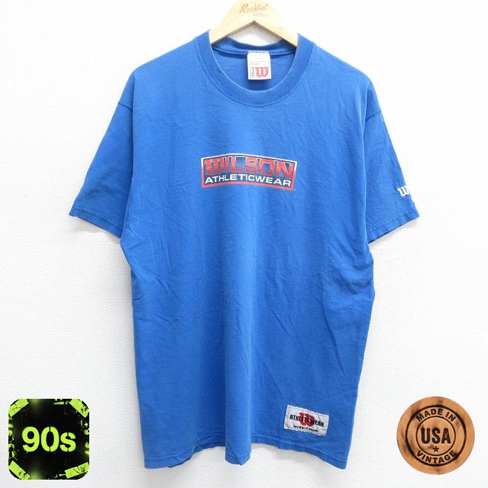 【50%OFF】ウィルソン 90s 半袖Tシャツ ビッグロゴ ブルー XL | 古着