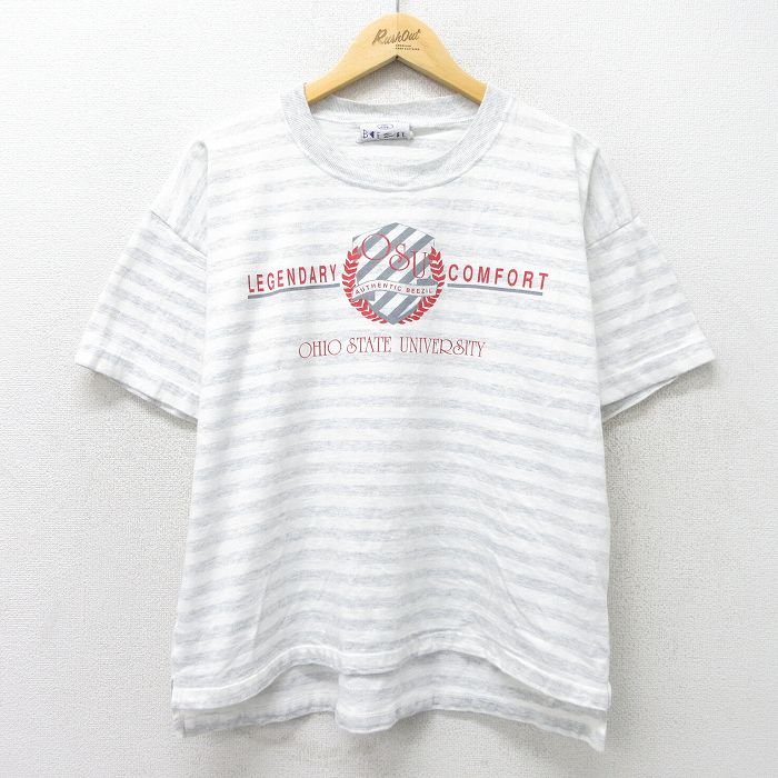 90s 半袖Tシャツ オハイオ大学 グレーボーダー L | 古着