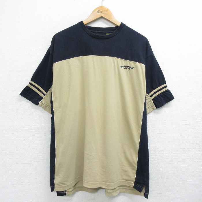 00s 半袖Tシャツ ツートンカラー ベージュ XL | 古着